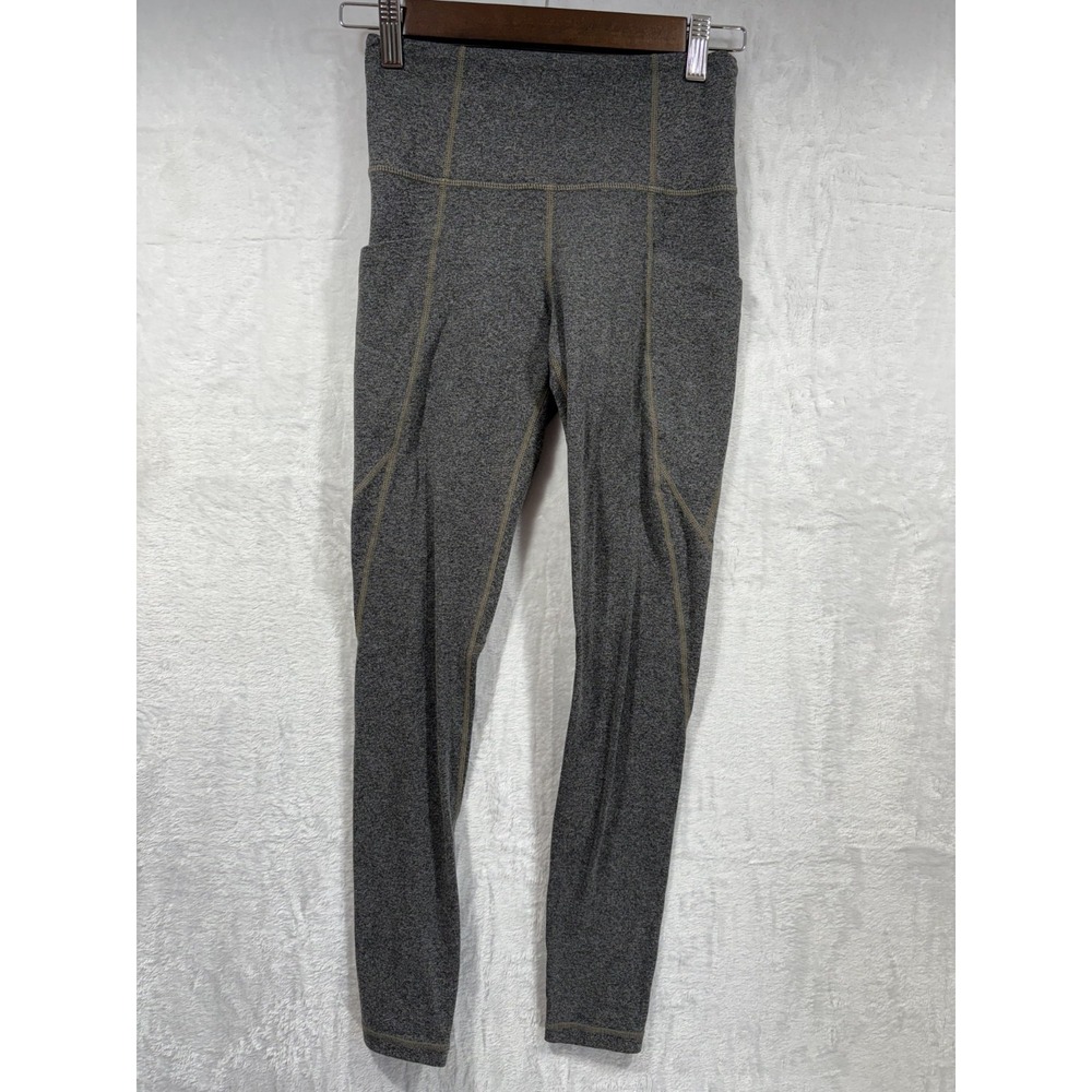 Athleta Womens High Rise Heathered Gray Pocket Leggings‎ 198877-03 XS